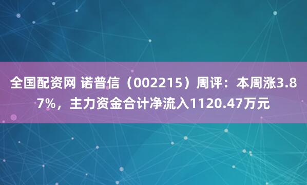 全国配资网 诺普信（002215）周评：本周涨3.87%，主力资金合计净流入1120.47万元